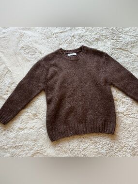 Zara Brown Crewneck Sweater.